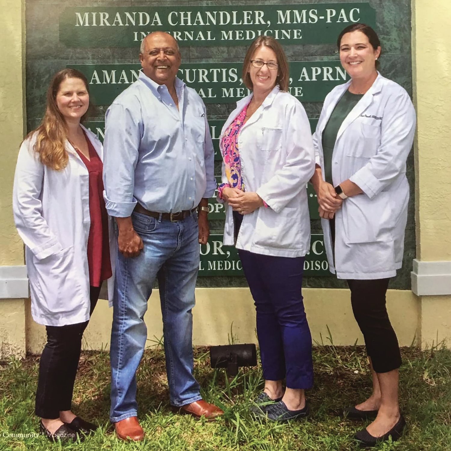 Dr. Saeed Khan is recovering at home after a serious bout with COVID-19. Pictured left to right are Miranda Chandler, Khan, Amanda Curtis and Jane Powell.