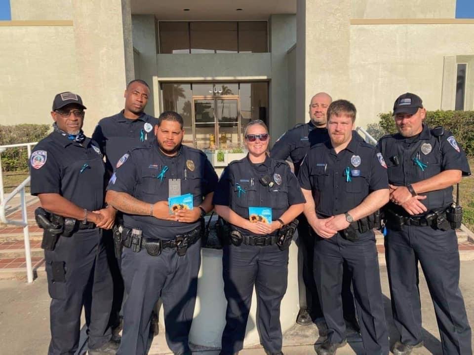 Clewiston Police Department officers wear teal ribbons on their uniforms to highlight Sexual Assault Awareness Month.