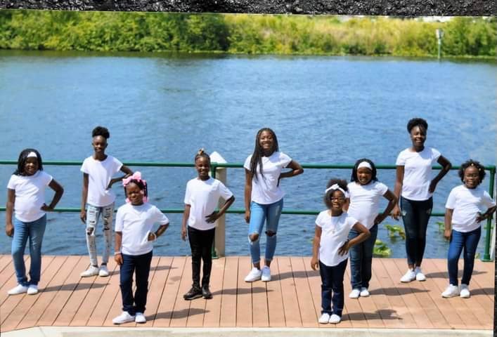 Black Heritage Princess Pageant contestants practice for the upcoming event. (In the group picture from left to right (row 1) Tiana Williams, Diaz’Sha Gunsby, (row 2) De’Metrauh Johnson (absent), Jade Williams, Journee Douglas, Jazlynn Williams, Malijah Willis, (row 3) Izarria Ray, Kamryn Johnson and Jontariea Outlaw)