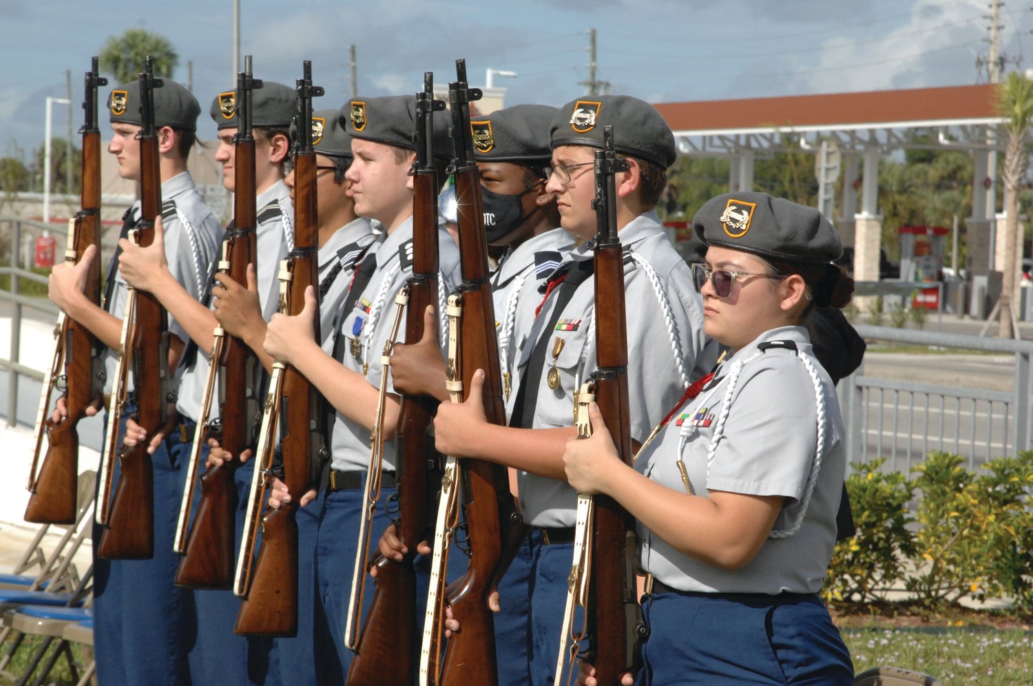 Okeechobee High School JROTC Honor Guard presented the 21-gun salute to the veterans.