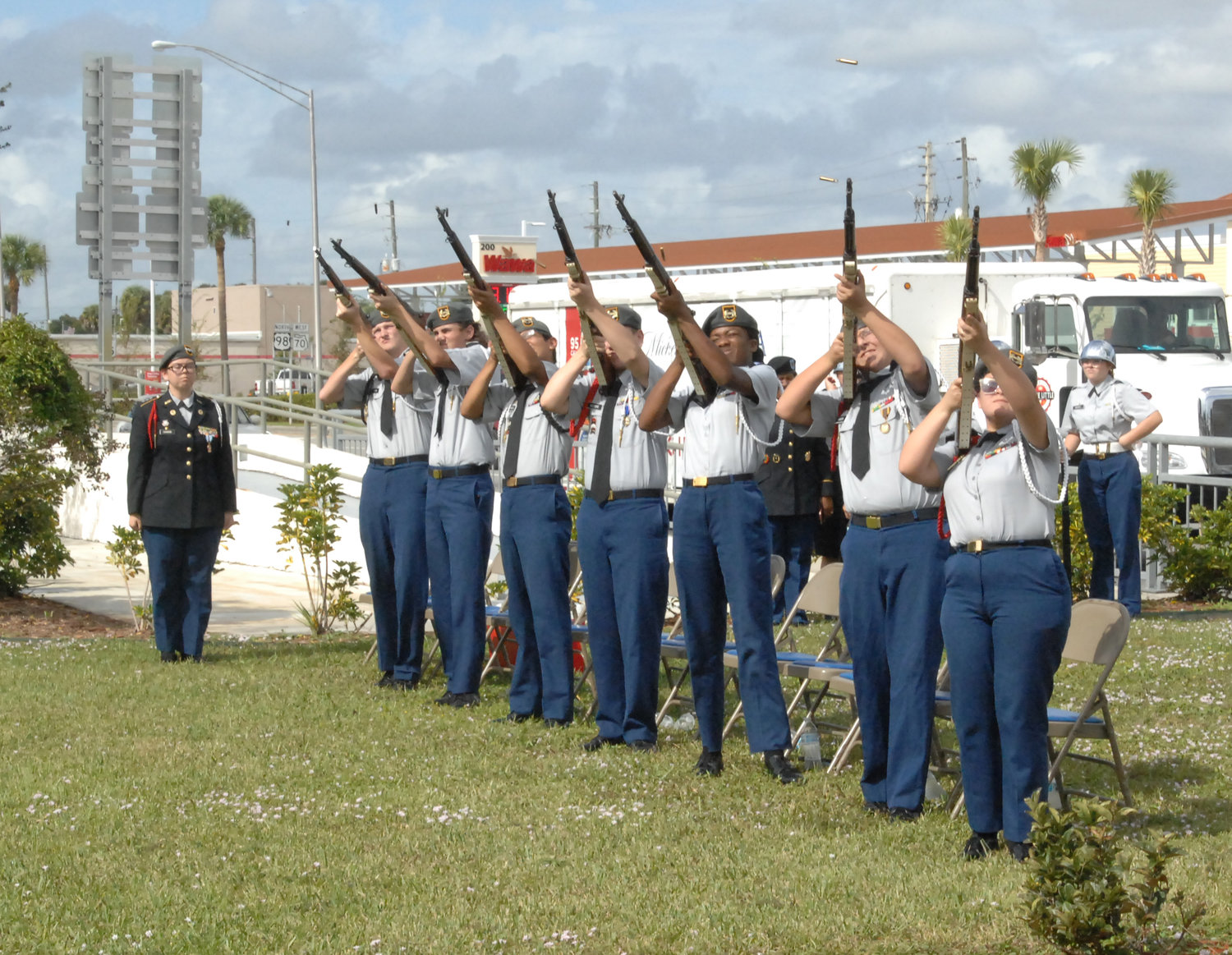Okeechobee High School JROTC Honor Guard presented the 21-gun salute to the veterans.