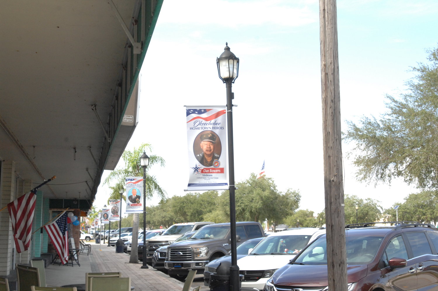 Okeechobee Main Street sponsored a program to honor local veterans with banners on the light poles.