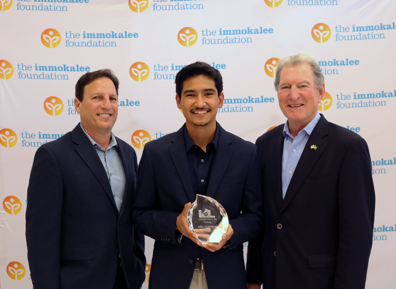 Mark Asofsky, Managing Director of the Asofsky Family Foundation; Joel Guerrero, 2022 Leaders 4 Life Fellow; and Jerry Belle, Chairman of the Board for The Immokalee Foundation and Joel’s mentor.