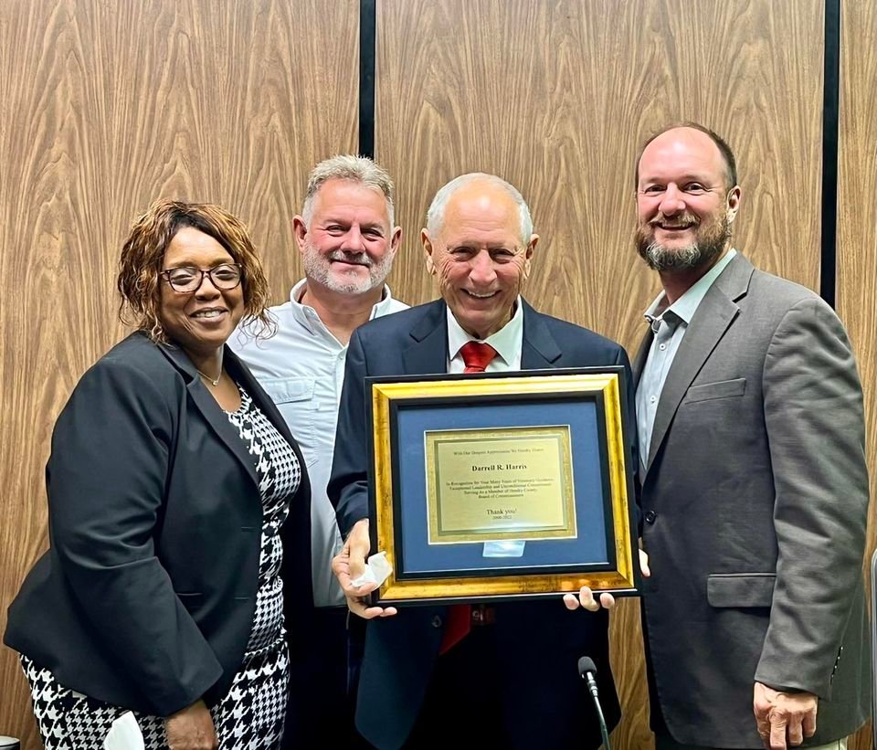 Hendry County Commissioner Darrell Harris was recognized by the commission Nov. 15 for 22 years of service. L-R: Chairwoman Emma Byrd, Vice Chair Mitchell Wills, Commissioner Darrell Harris and Commissioner Karson Turner.