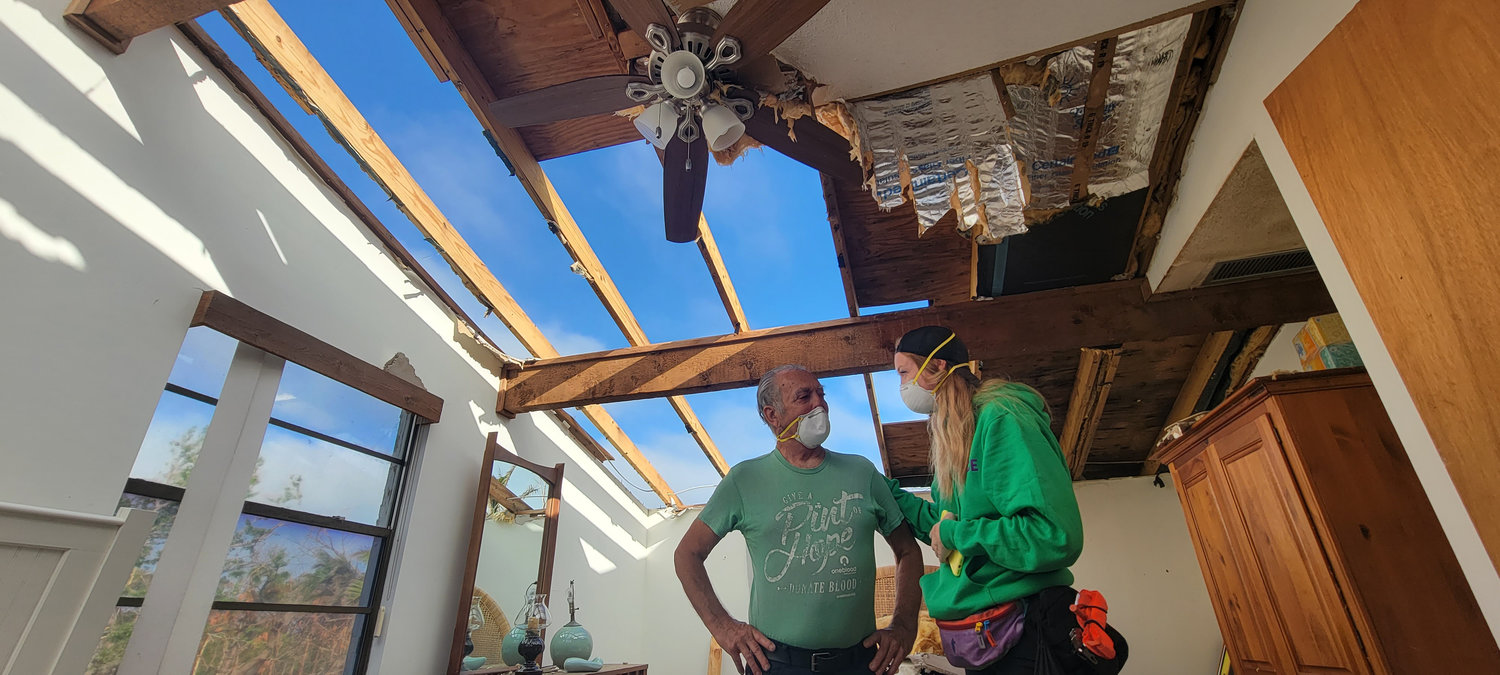 The roof of veteran John Bohanick’s two-story house was gone and mold was multiplying by the day throughout his home. Cajun Navy Ground Force pitched in ripping out all the moldy drywall and insulation, cut up trees, and brought in supplies and food.